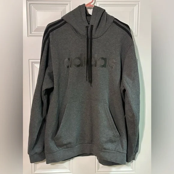 Mens Adidas Size X-Large Gray Pullover Hoodie Sweatshirt - Picture 1 of 4